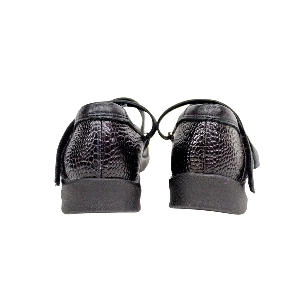 Aetrex Mary Jane Shoes Black Textured Pebbled Leather Comfort Size 7.5